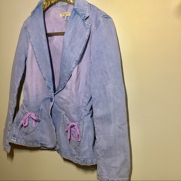 See by Chloe Vintage Lavender Blue Long Sleeve Denim Jacket | Blazer Size 10 - Picture 2 of 8